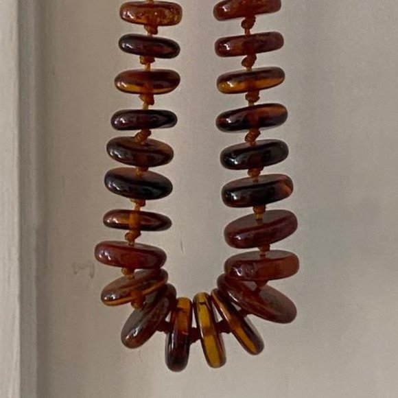 Jewelry - SALE! Gradated Amber Flat Bead Necklace Mid Century Modern